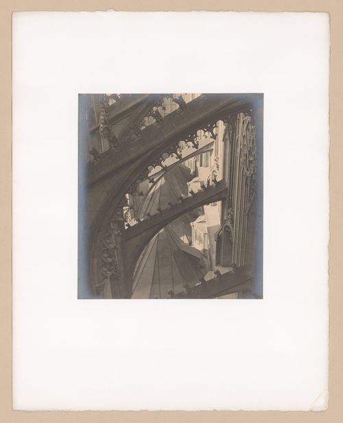 Plate from portfolio ''Svaty Vit (St. Vitus or St. Guy), various interior and exterior views of the cathedral under construction, Prague, Czech Republic''