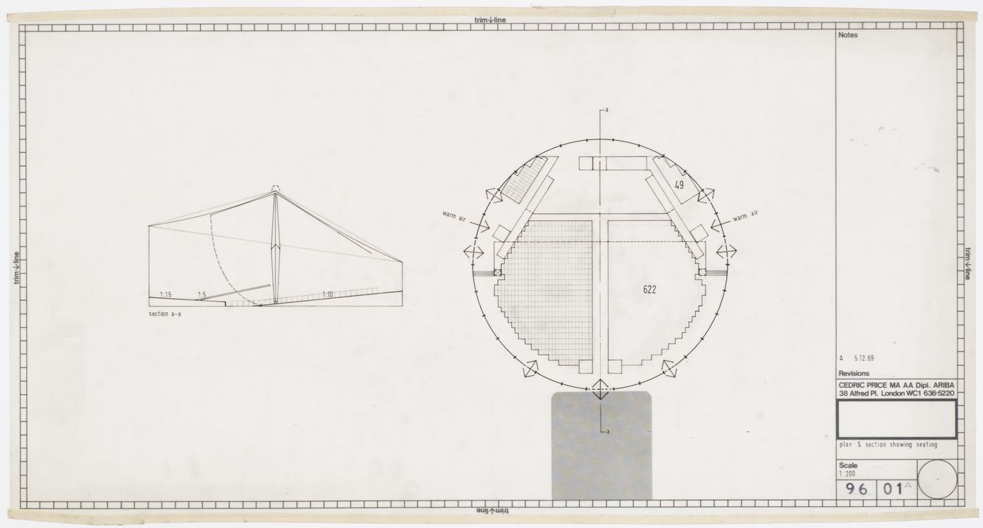 Hair Tent: Plan and section showing seating