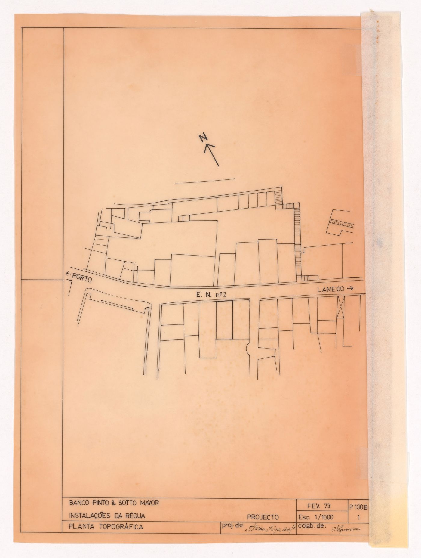 Topographical plan for Banco Pinto & Sotto Mayor, Régua, Portugal
