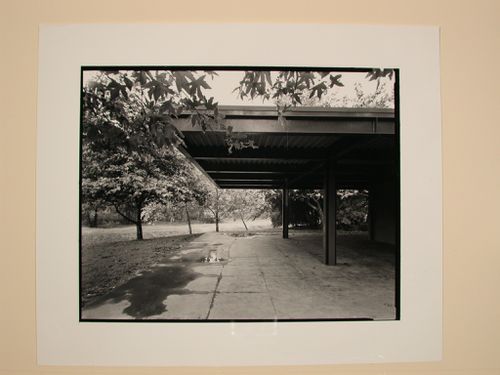 Partial view of a Bathroom Pavilion in Huntington Central Park, Huntington Beach, California