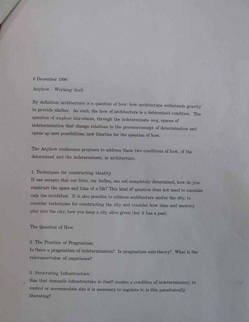 Preliminary notes on the theme and sessions of the Anyhow conference