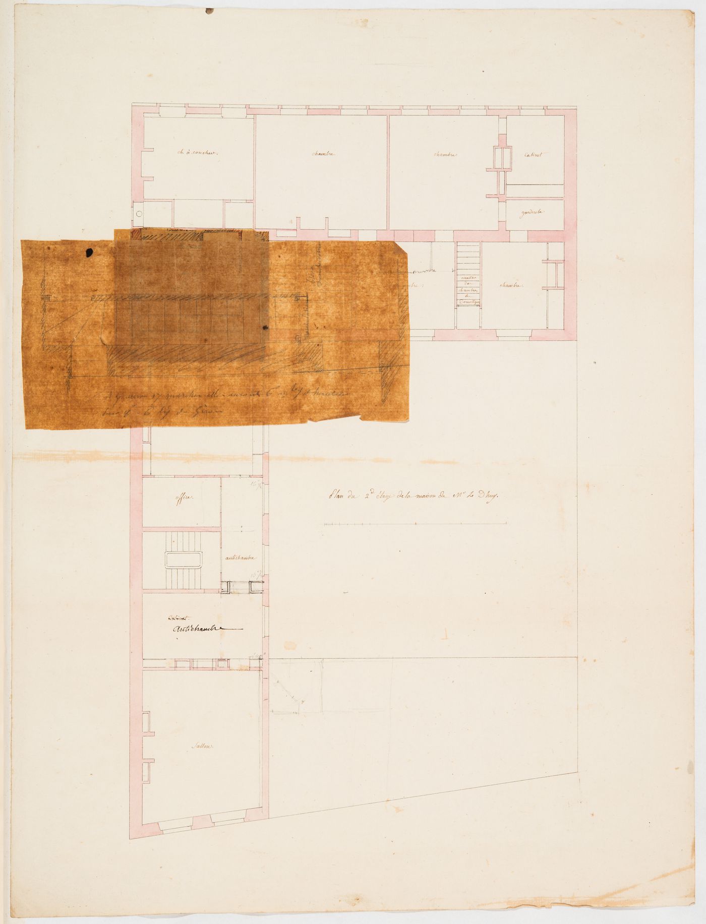 Project for renovations for a house for M. le Dhuy: Plans for the second floor and stairs