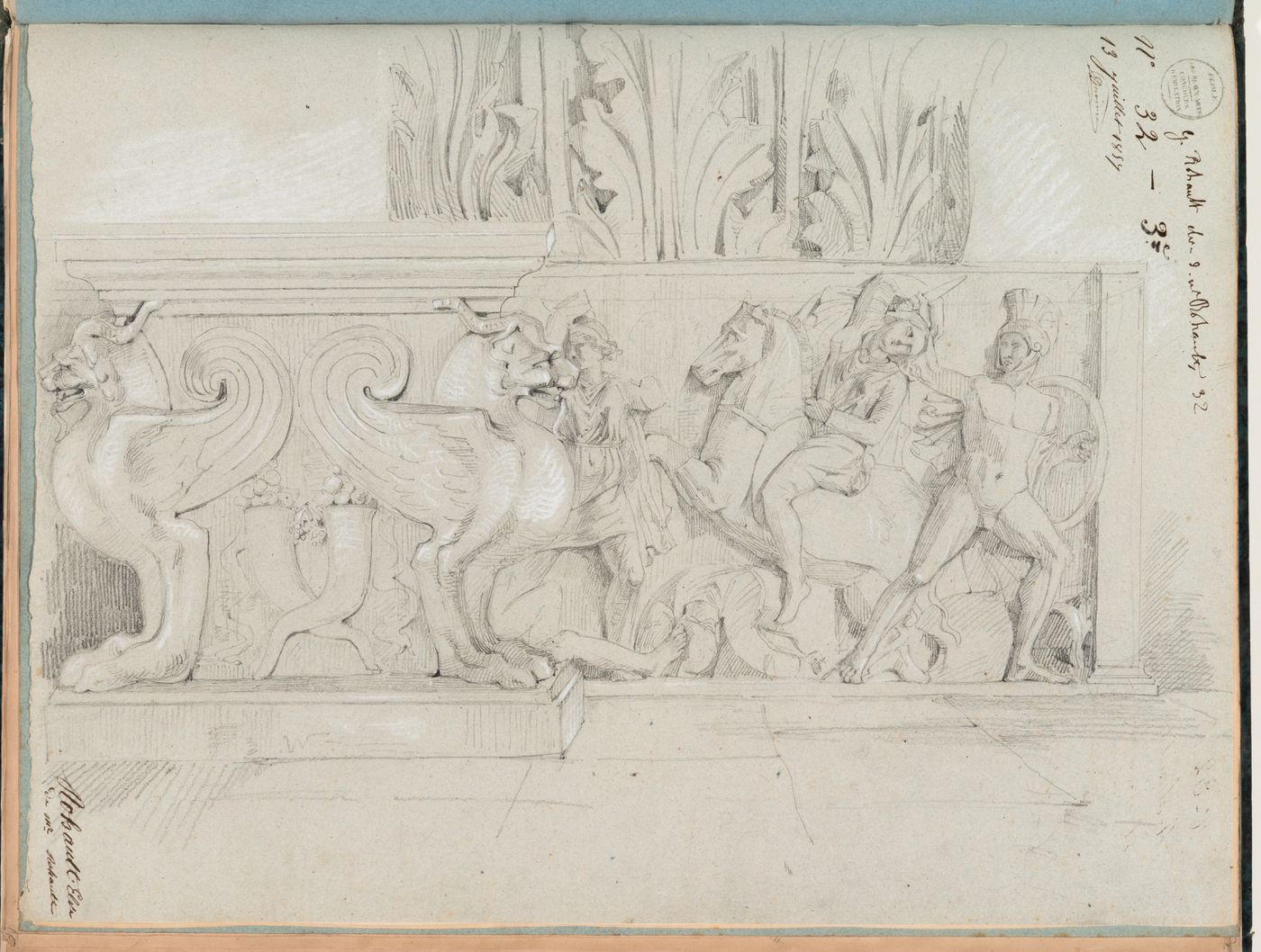 Concours d'émulation entry, 13 July 1857: Study of two sculpted pedestals