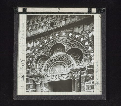 Detail view of portal of Cathédrale Notre-Dame, Le Puy, Haute-Loire, France