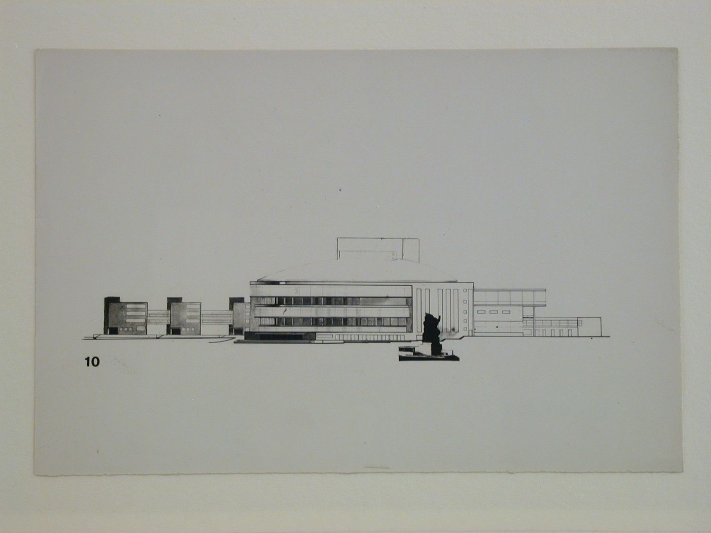 Photograph of an elevation for a competition [?] for a Massed Musical Performance Theater, Kharkov, Soviet Union (now in Ukraine)