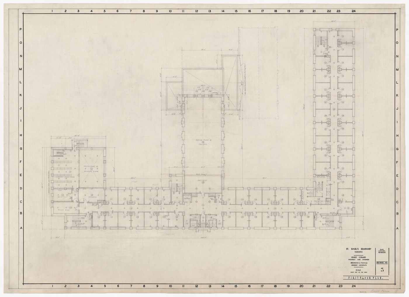 Plan du premier étage pour Saint-Basil's Seminary, Toronto, Ontario