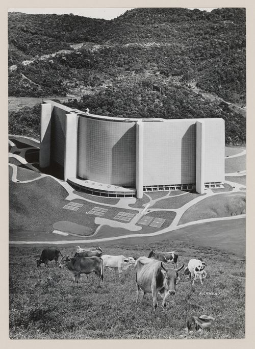 Photomontage of model for Quitandinha apartment hotel, Petrópolis, Brazil
