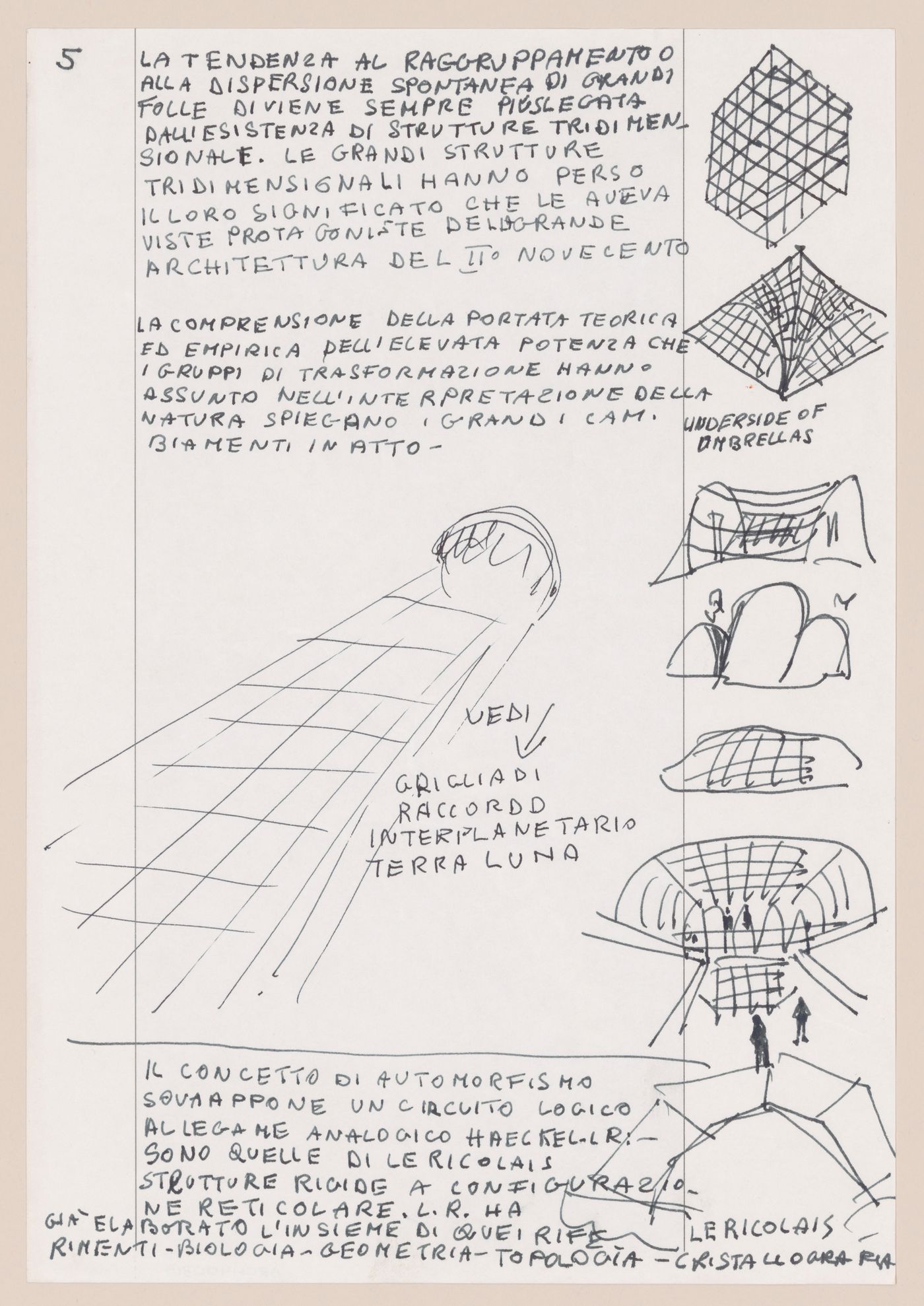 Page 4 of a storyboard describing filming locations and planning sketches of various scenes for Supersuperficie [Supersurface]