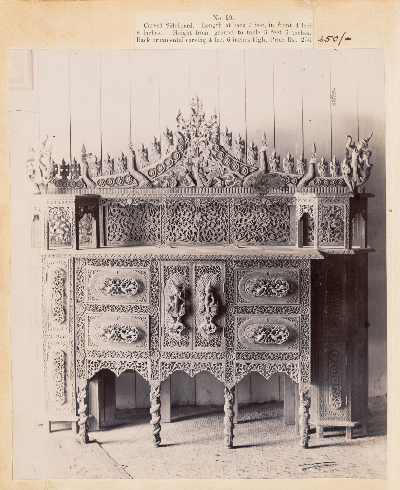 View of a sideboard, F. Beato Limited, C Road, Mandalay, Burma (now Myanmar)