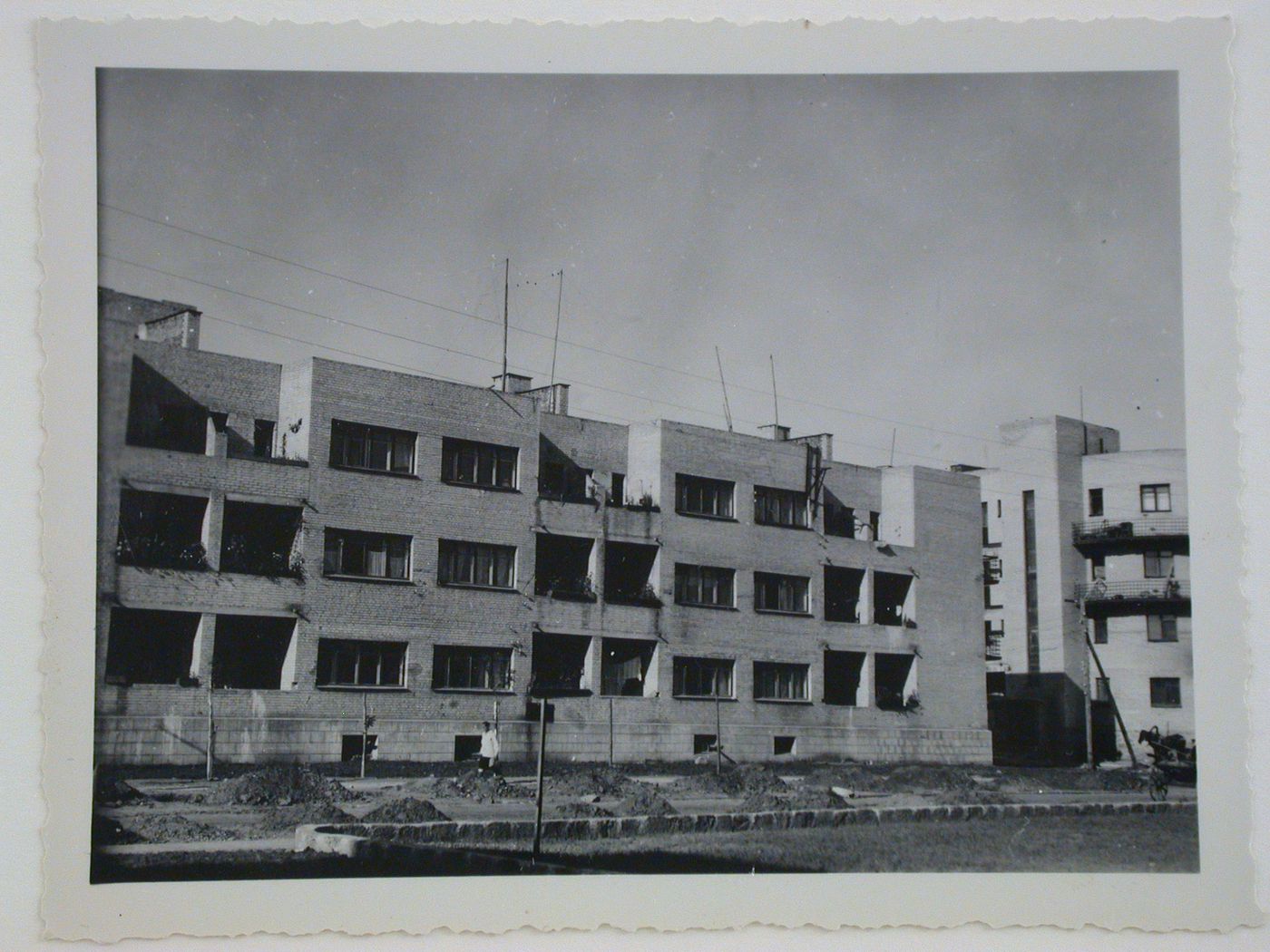 Exterior view of communal housing, Zaporozhe, Soviet Union (now in Ukraine)