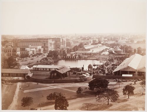 Aerial view of the 1883-1884 Calcutta International Exhibition, India
