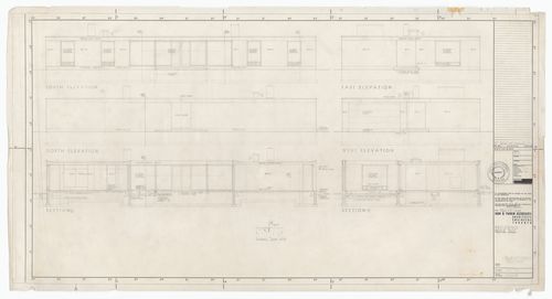 Elevations and sections for Residence of Mr. & Mrs. John C. Parkin, North York, Ontario