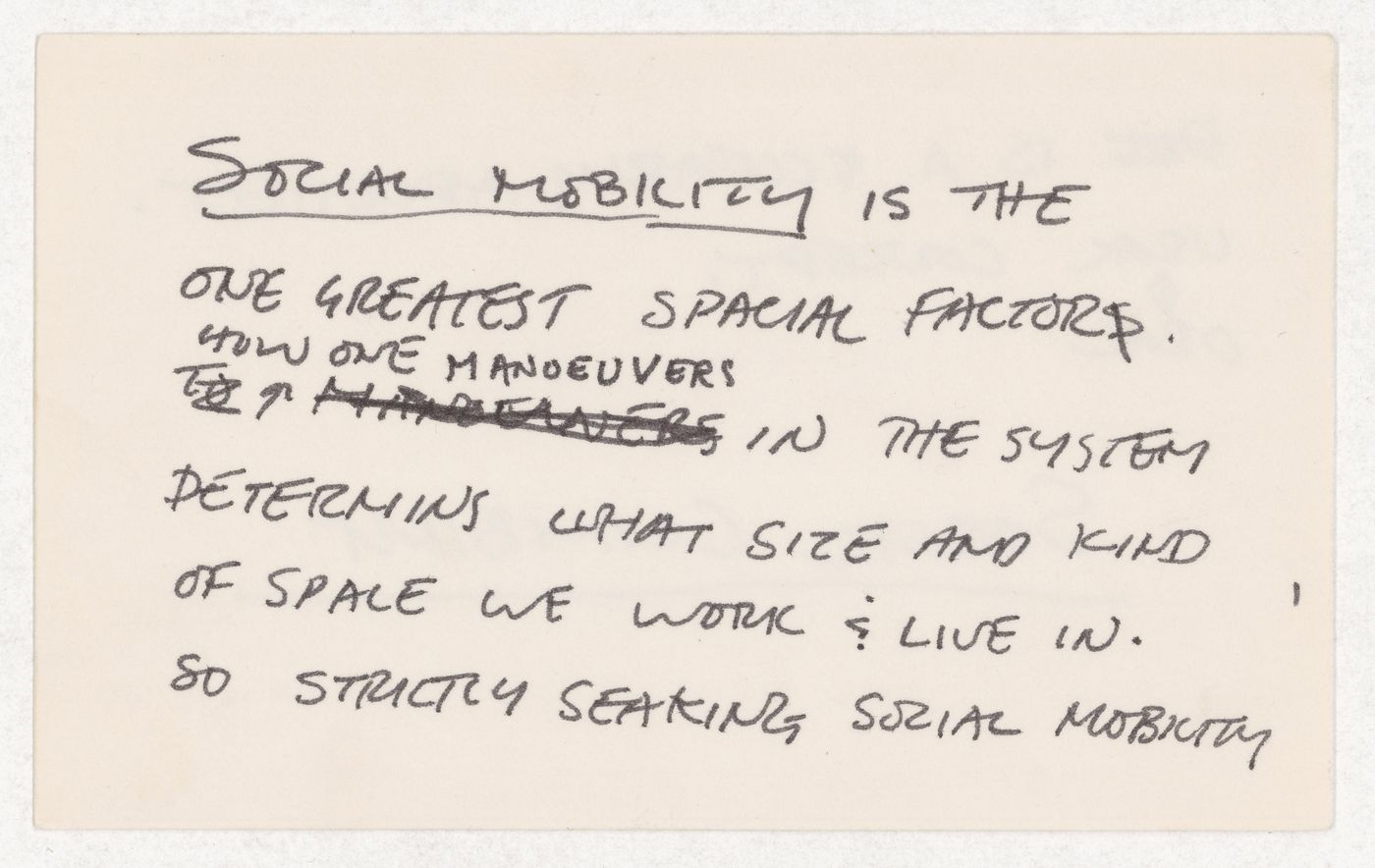 Social mobility; verso: is a clearly architectural concept