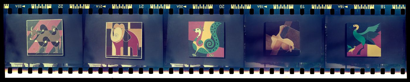 Photographic negatives of Aditya Prakash's artwork