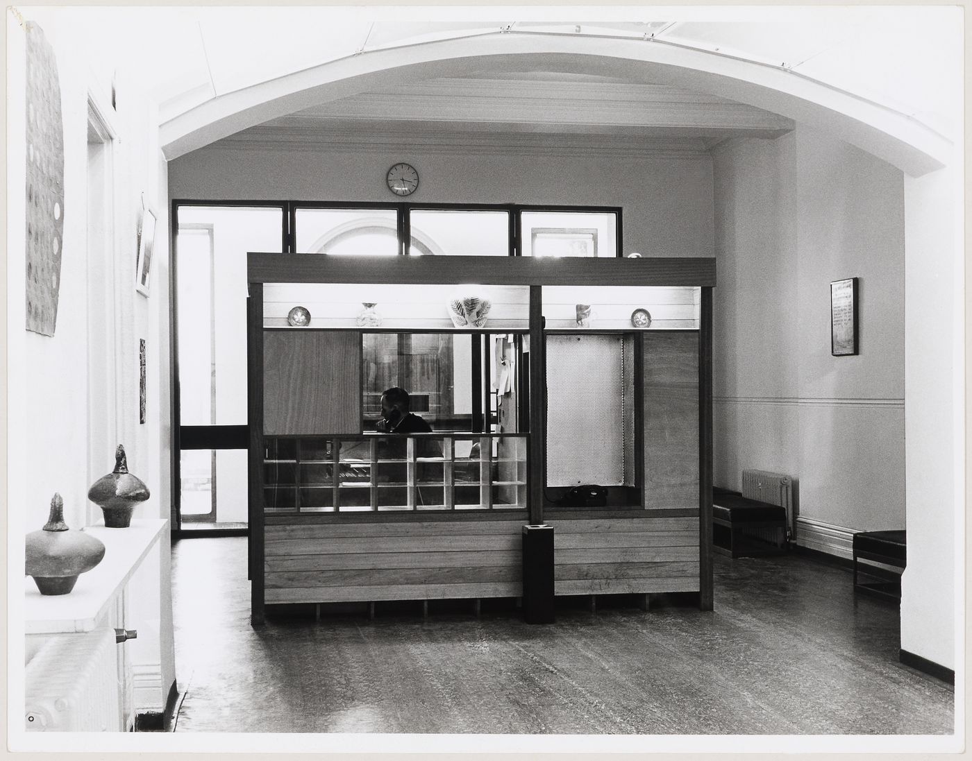 View of lobby kiosk at Tone Vale Hospital, Taunton, England