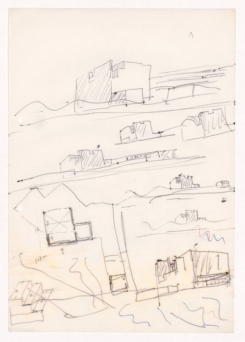 Sketch perspectives and section for Capela em Rio Tinto, Gondomar, Portugal