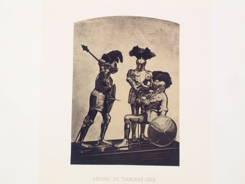 Display of three suits of armour, Armoury, Tsarskoye Selo (now Pushkin), Russia