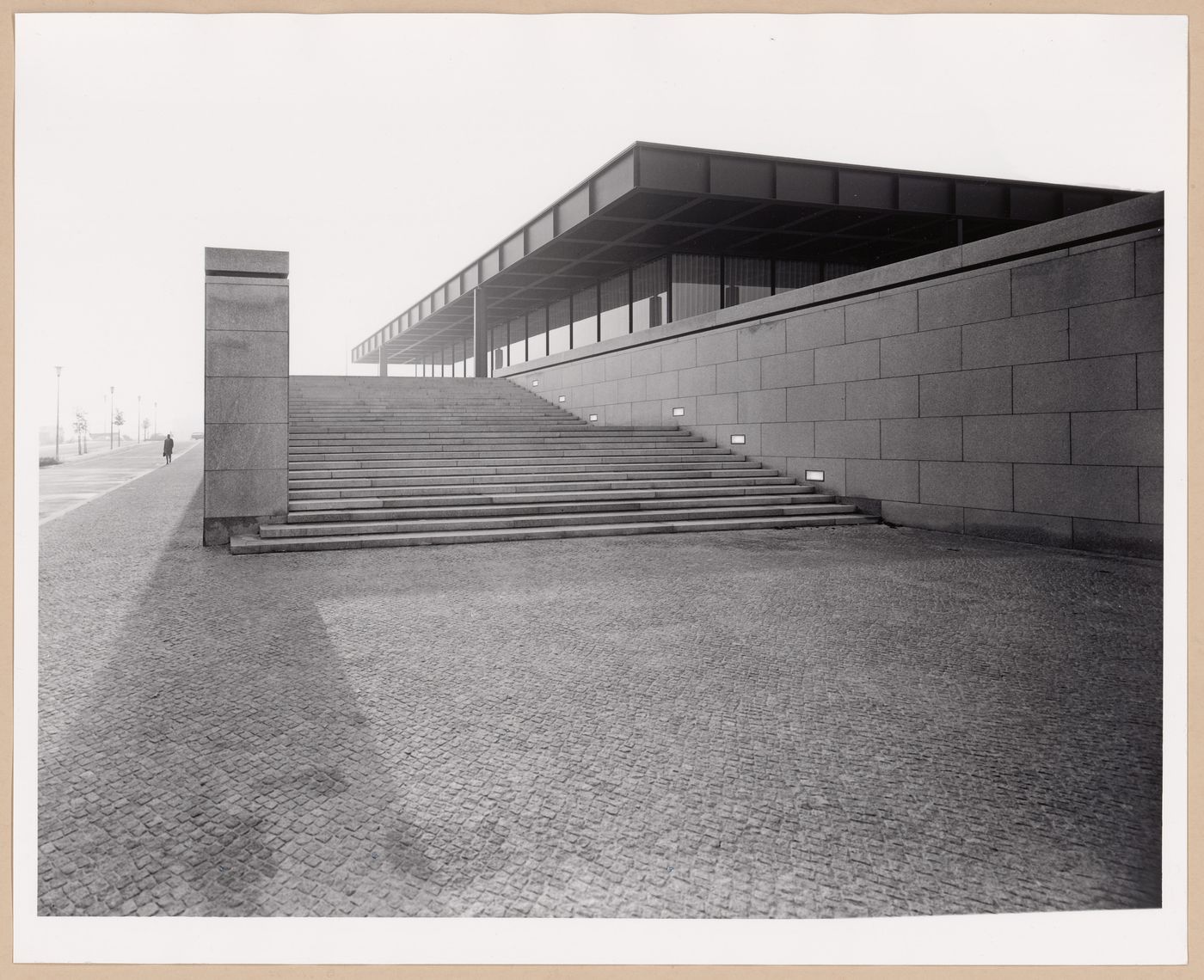 View of a staircase and the Exhibition Pavilion, New National Gallery, Berlin, Germany