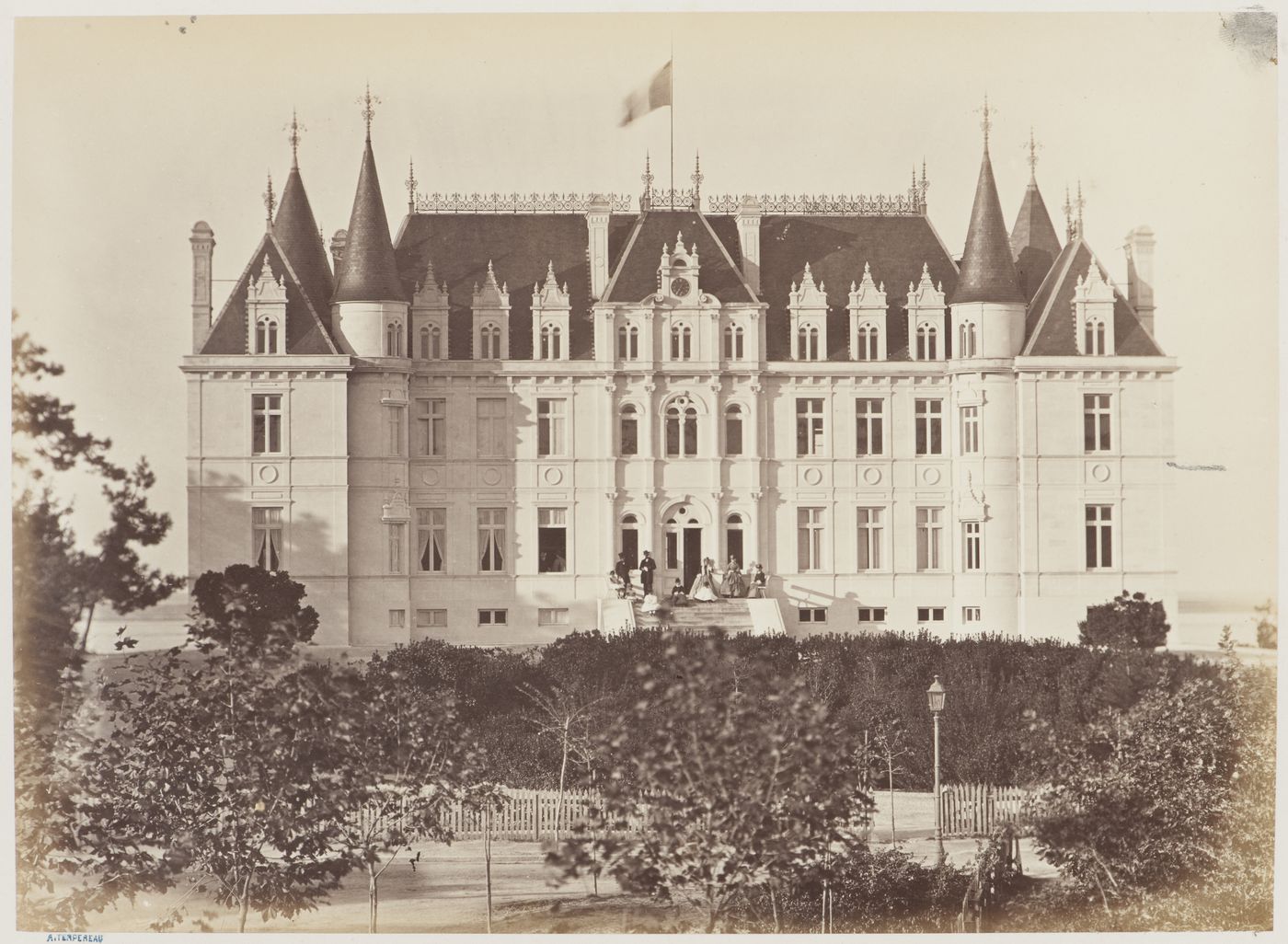 Plate from album ''Miscellaneous views, some large pavilions, smaller houses and buildings, a bathing establishment of the ville d'hiver, Arcachon, France''