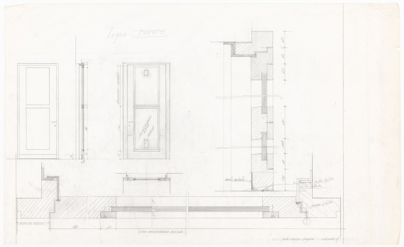 Door sections and furnishings details for Casa Longhini, Milan, Italy