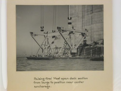 San Francisco - Oakland Bay Bridge under construction, Oakland and San Francisco, California