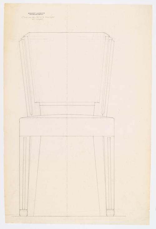 Détails d'une chaise de la salle à manger,  Résidence Ernest Cormier, 1418 Avenue des Pins Ouest, Montréal, Canada (1929-1957)