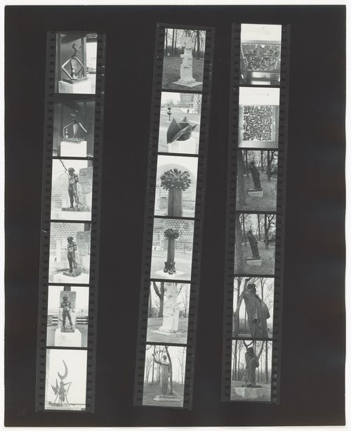 Contact sheet with photographs of sculptures, Expo 67, Montréal, Québec
