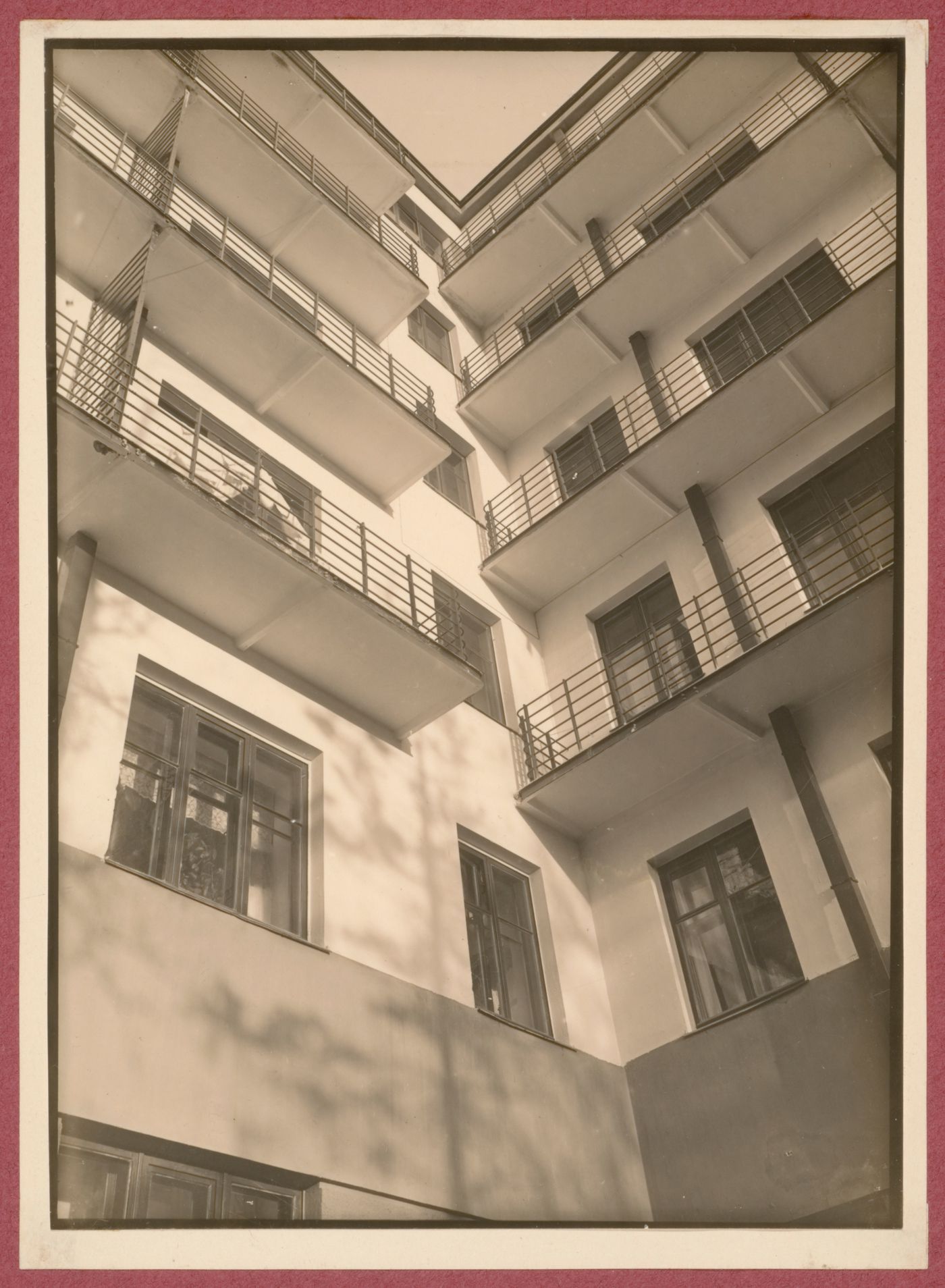 Partial exterior view of the Dukstroi Apartment Building from the ...