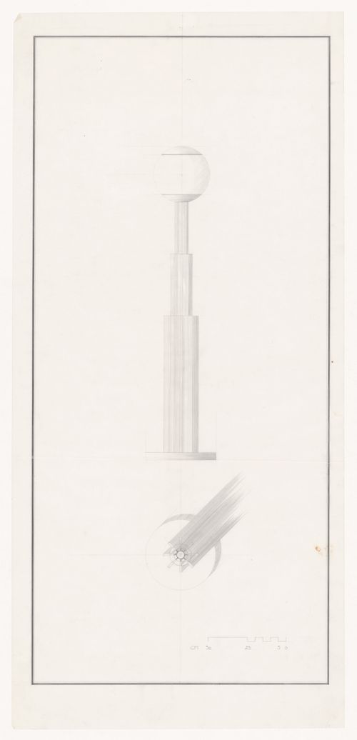 Elevation and plan for Lampada Alessi