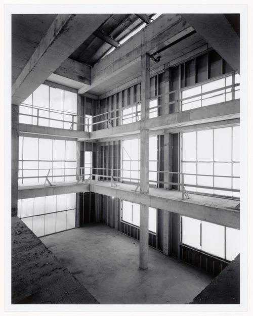 Interior view of the Alcan Wing from the north, Canadian Centre for Architecture under construction, Montréal, Québec