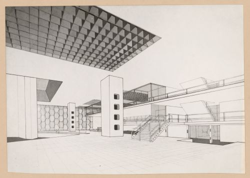 Photographic reproduction of perspective view of entrance hall for Cruz en el Rio de la Plata, Buenos Aires, Argentina