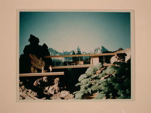 Photograph of a student [?] model for a Canyon House with steel structural framework