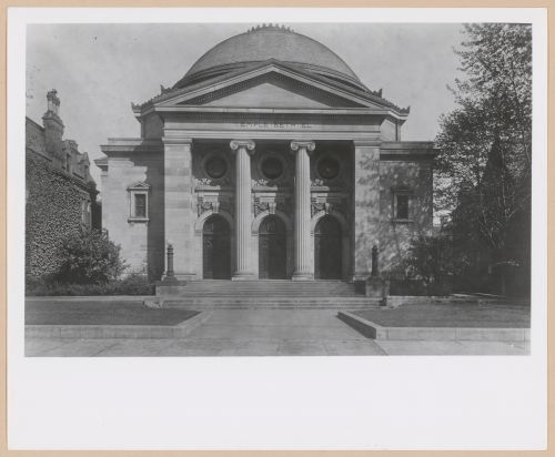 View of the principal façade of Temple Beth El (now the Bonstelle Theater of Wayne State University), Detroit, Michigan