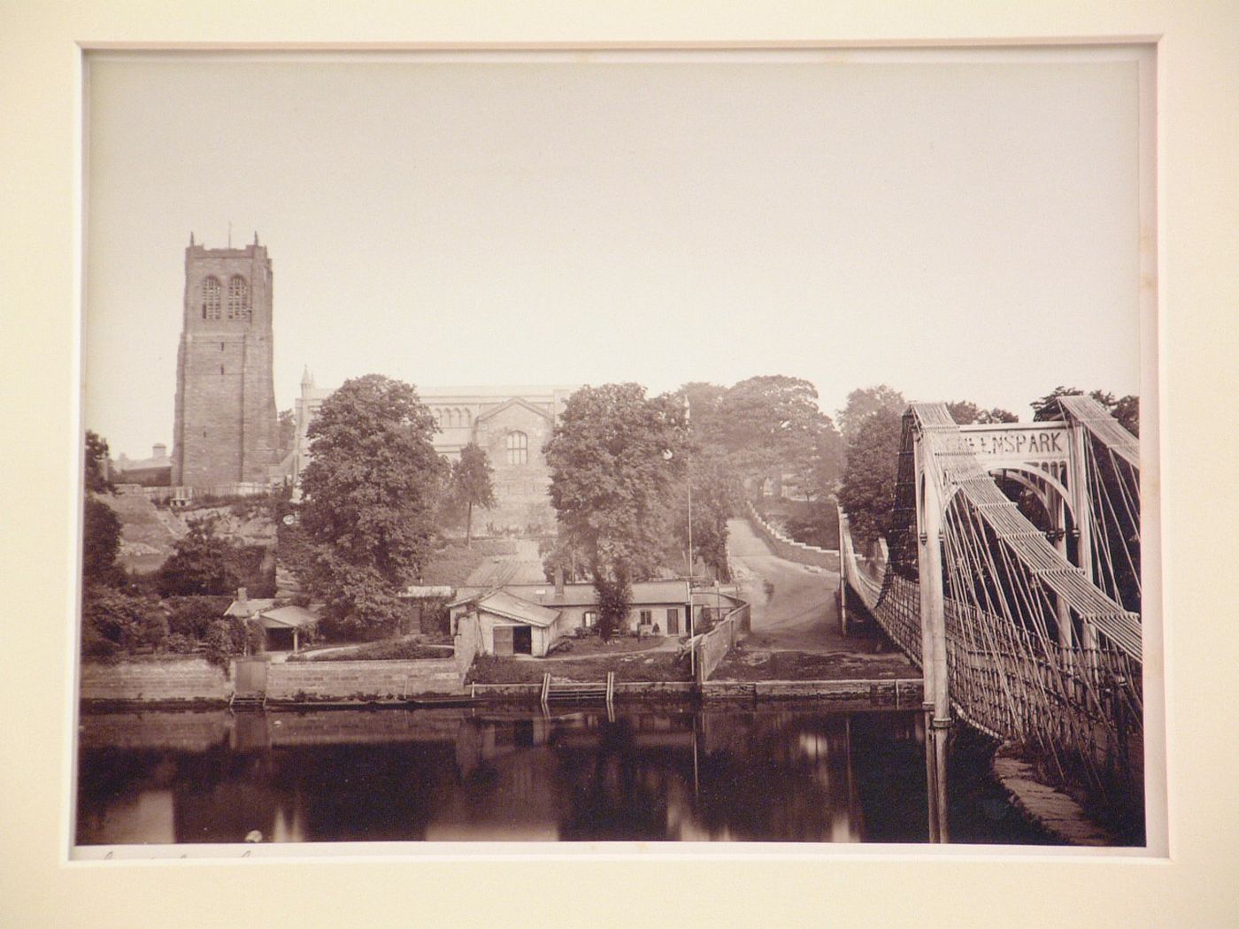 Exterior view of St. John's Church from river, Chester, England