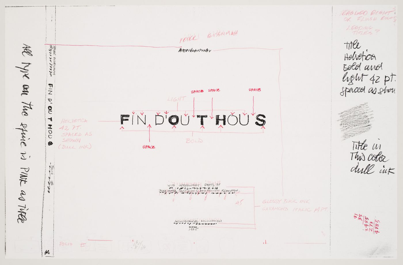 Title page layout for the publication Fin d'Ou T Hou S