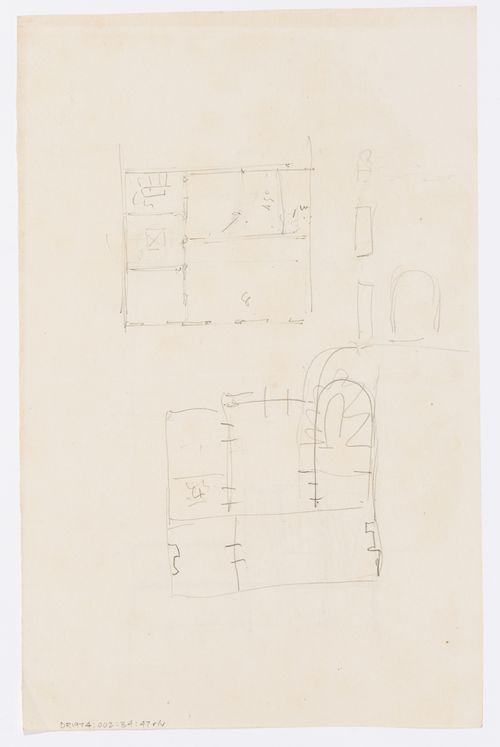 Project for a country house for comte Treilhard: Unidentified sketch plans; verso: Project for a country house for comte Treilhard: Unidentified sketch plans