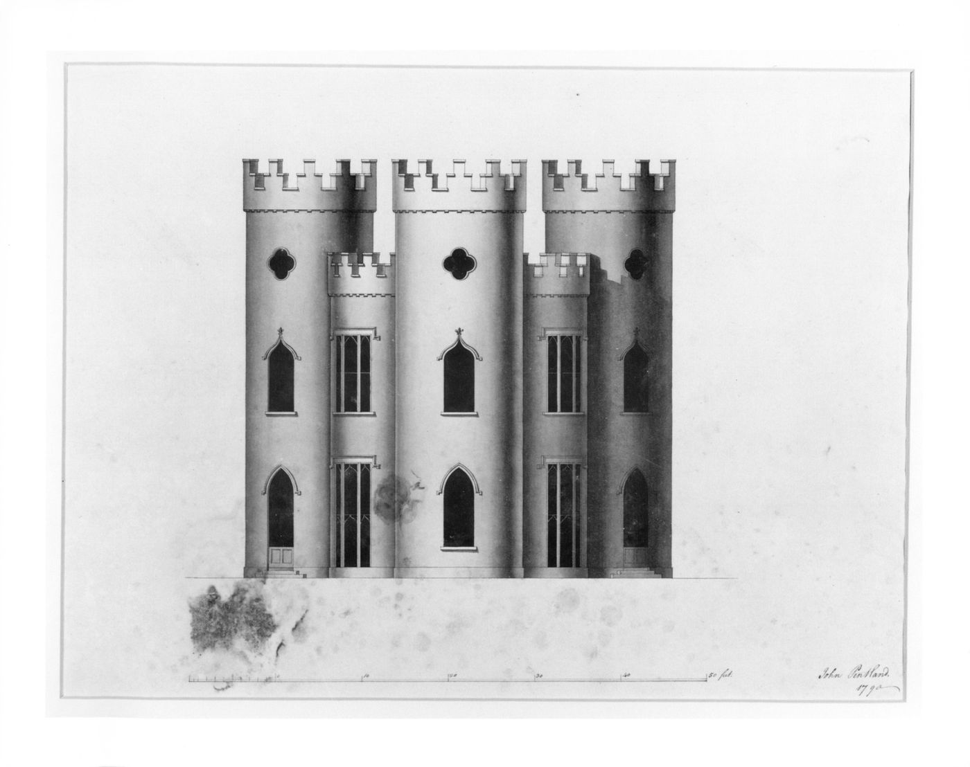 Elevation of a circular Gothic folly
