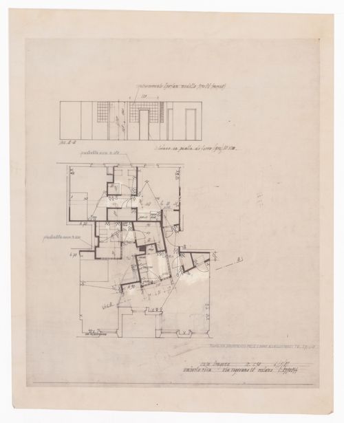 Elevation and floor plan for Casa Dragone e Paggi, Milan, Italy
