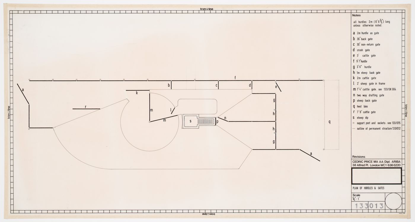 Plan of hurdles and gates for a livestock pen (document from the Westpen project records)