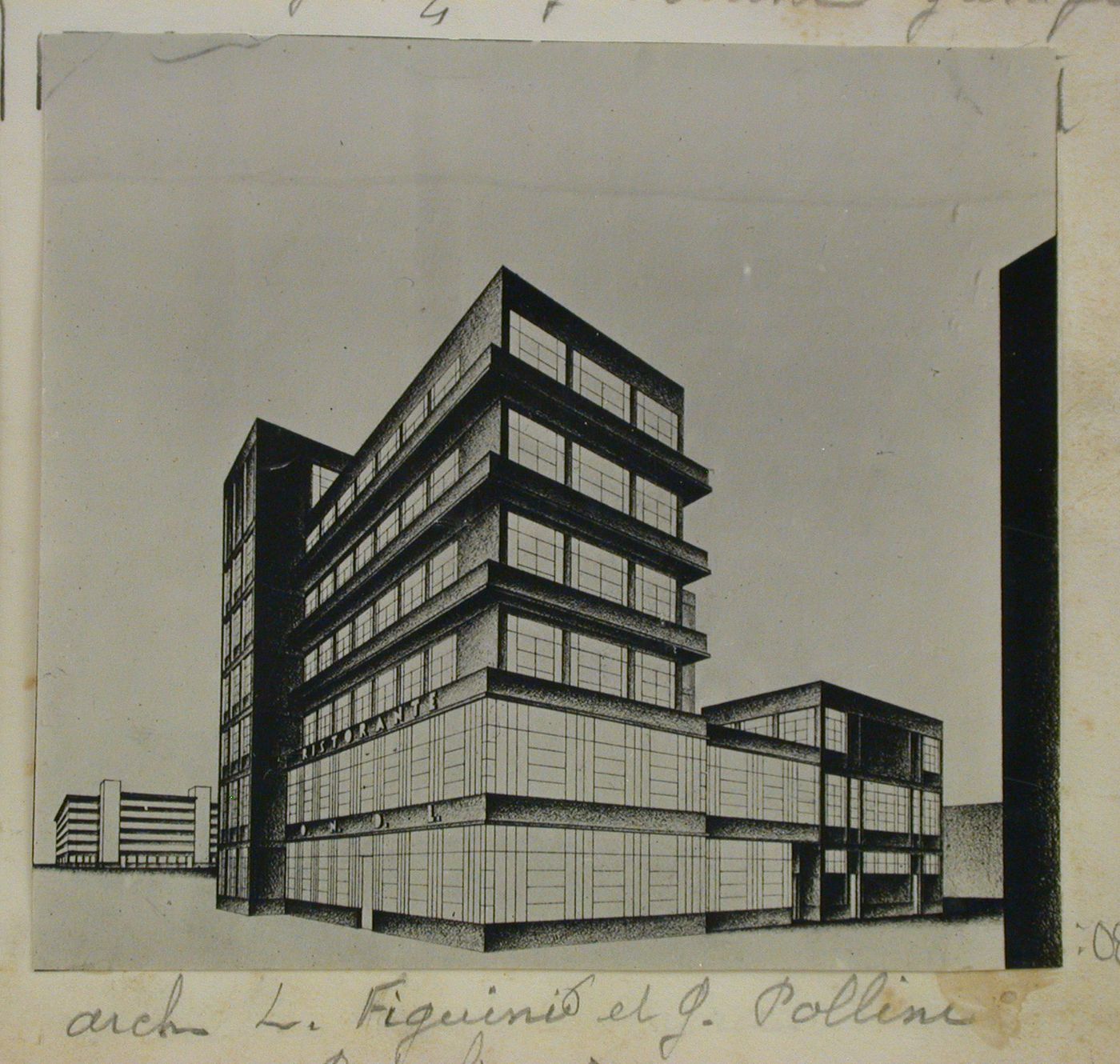 Immeuble commercial. Italie. Groupe 7. L. Figini et G. Pollini, architectes à Milan