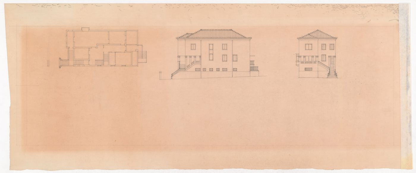 Elevations and floor plan for Escola Paula Frassinetti, Porto, Portugal