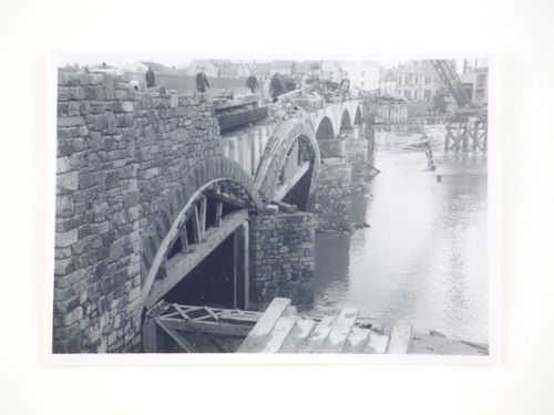 View of construction on Barnstaple Long Bridge, Devon, United Kingdom