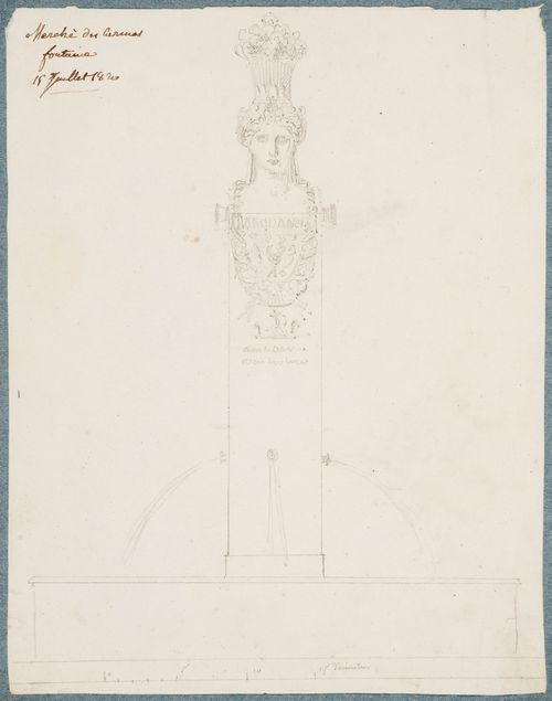 Elevation for fountain, Marché des Carmes, Paris