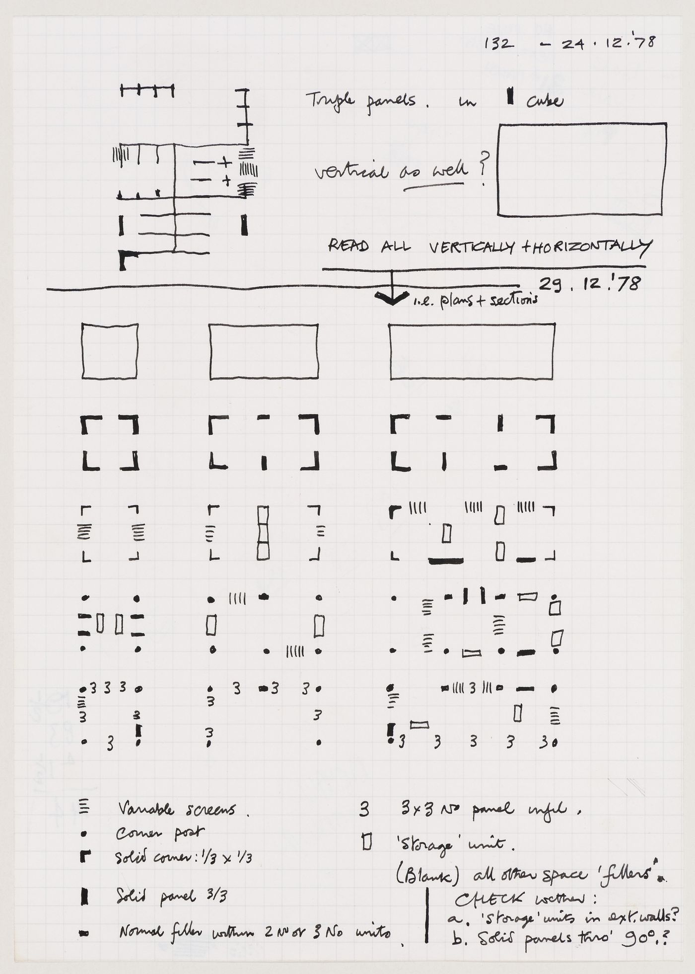 Generator: plans and elevations for cubes with varying components