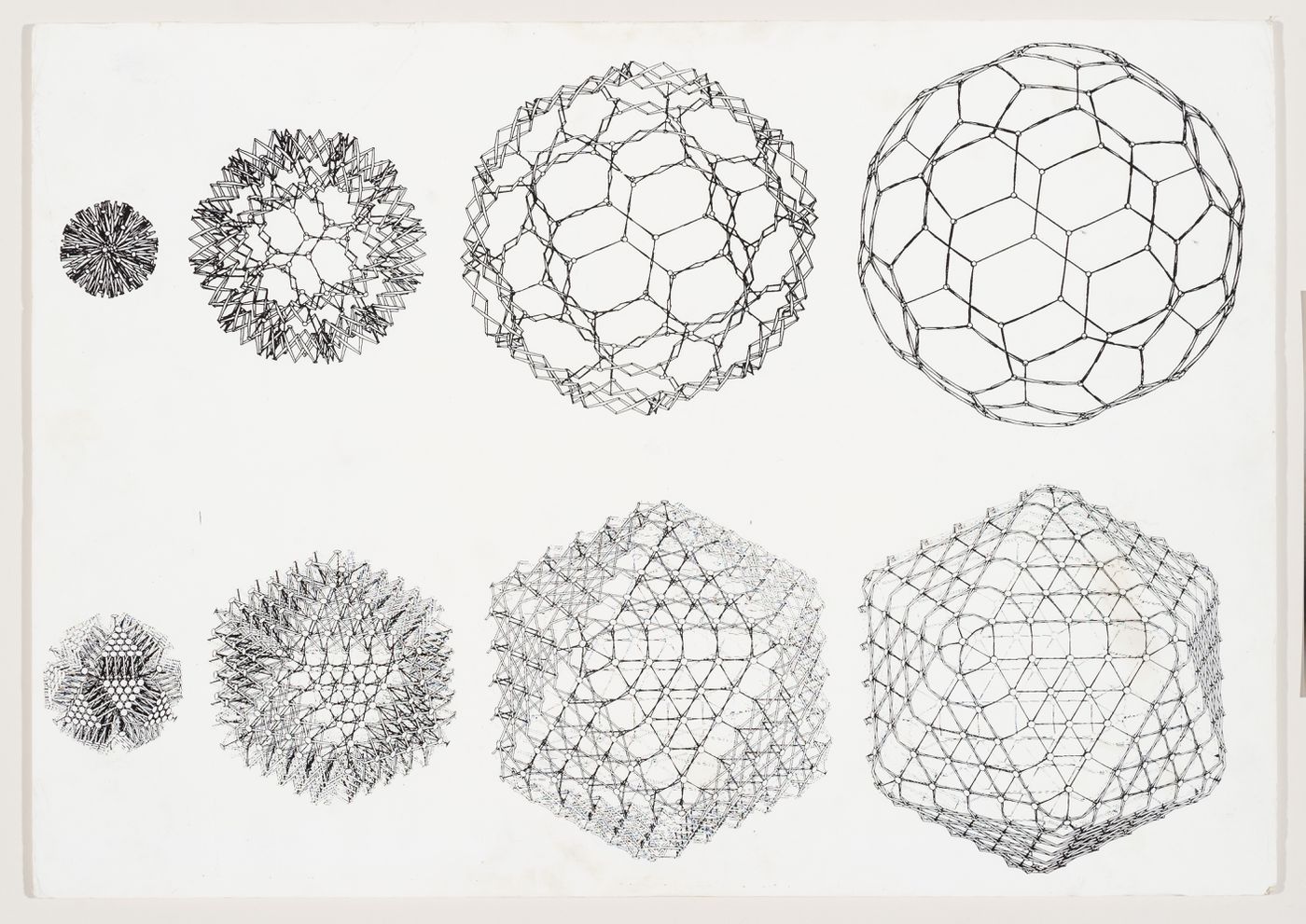 Perspective views of an expanding sphere and an expanding icosahedral structure.