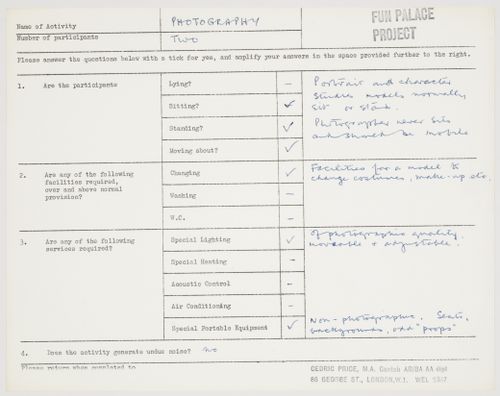 Fun Palace Project: activity questionnaire