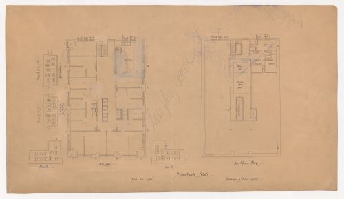 Monadnock Block, Chicago: Twelfth floor and penthouse plan with plans for piers showing the location of pipes