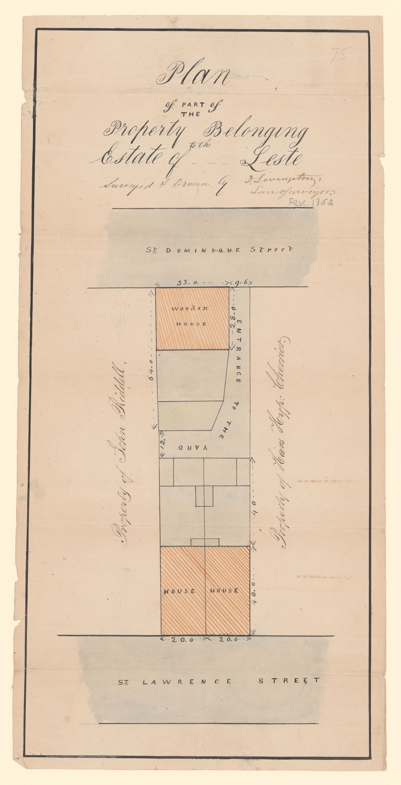 Plan of part of the property belonging to the Estate of Leste
