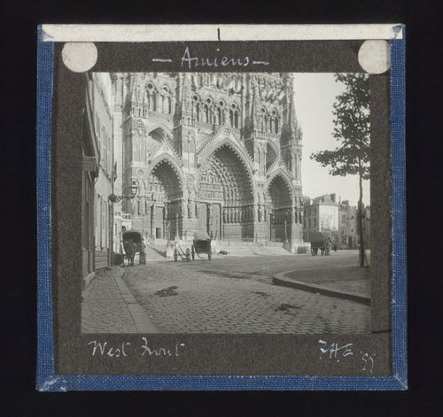 View of west façade of Cathédrale d’Amiens from northwest, Amiens, France