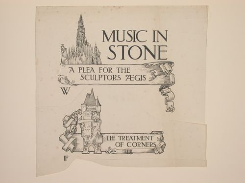 Layout for the head titles "Music in stone..." and "The treatment of corners"
